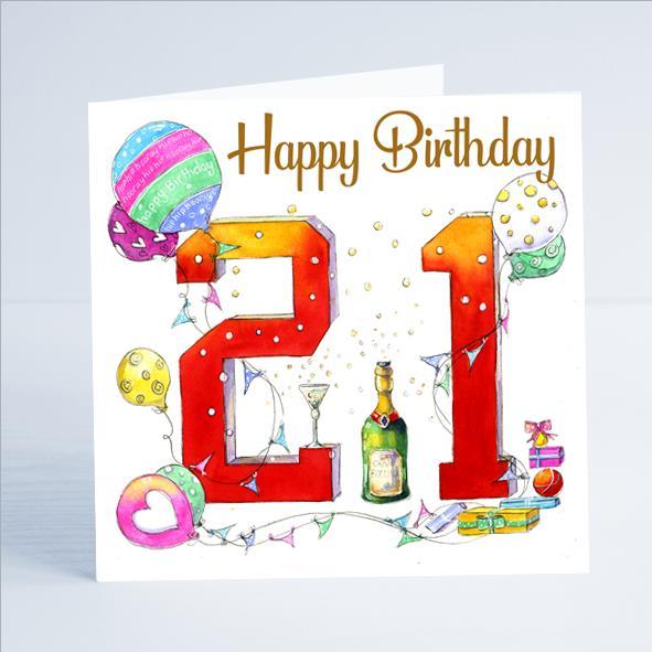 Happy 21st Birthday Greeting Card Colourful and Happy