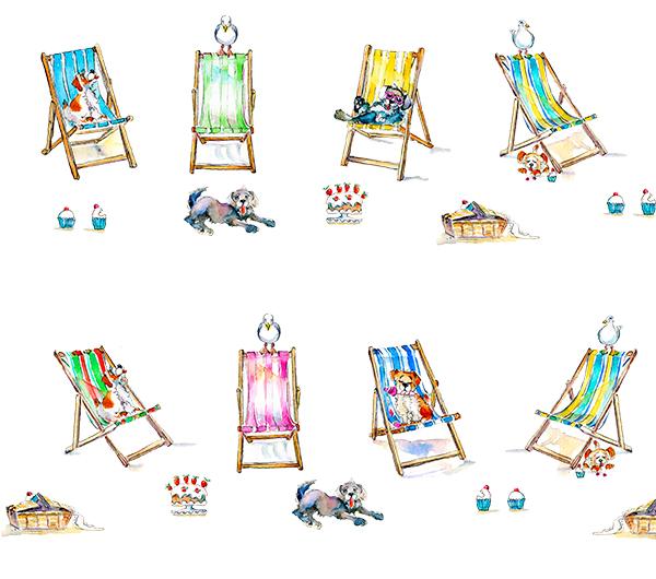 Dogs on Deck Chairs Gift Wrap