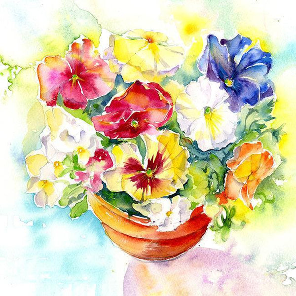 Pansies Flower Card-Sheila Gill Fine Art