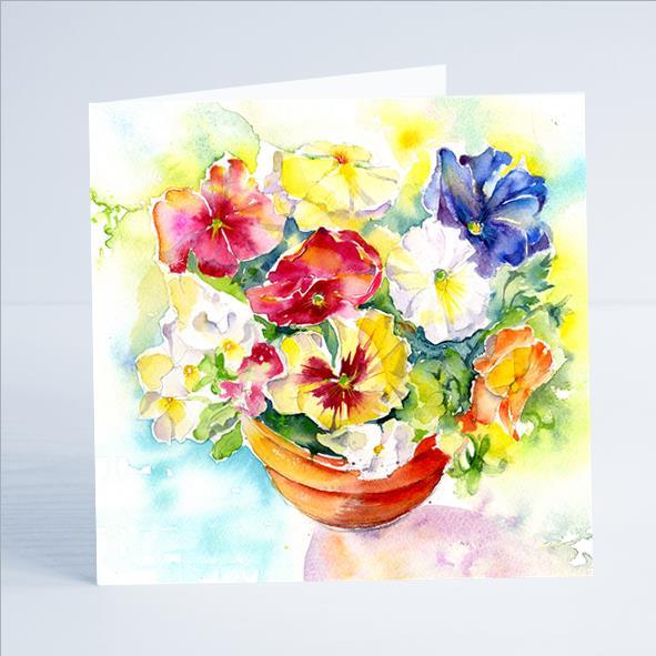 Pansies Flower Card-Sheila Gill Fine Art