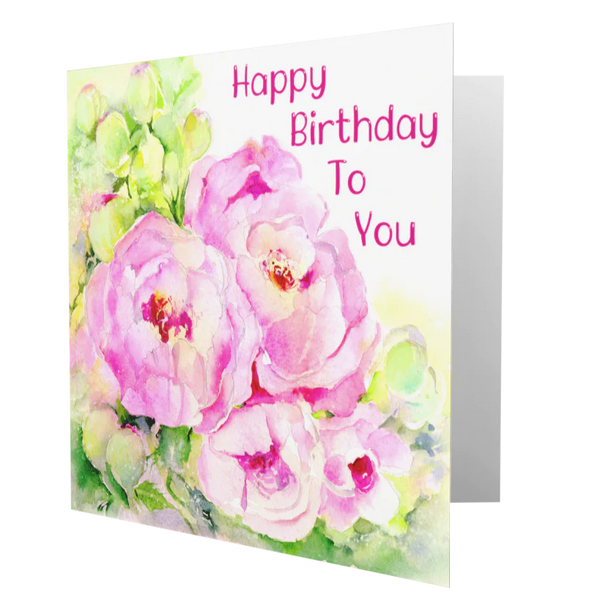 Happy Birthday Pink Peonies Flower Card