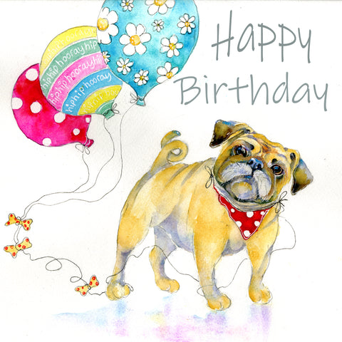 Pug Dog  Happy Birthday Card