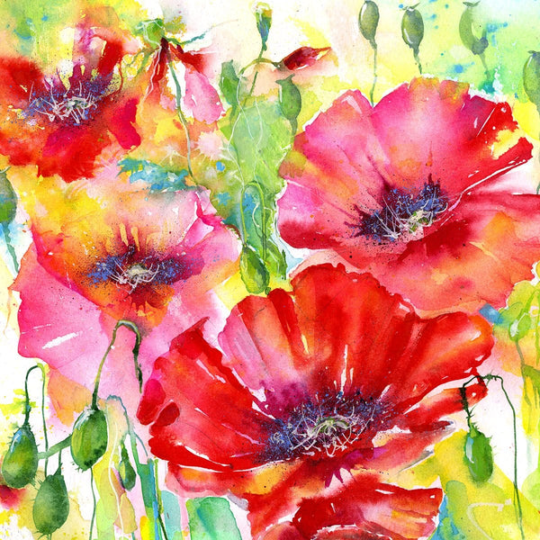 Red Poppies Flower Card