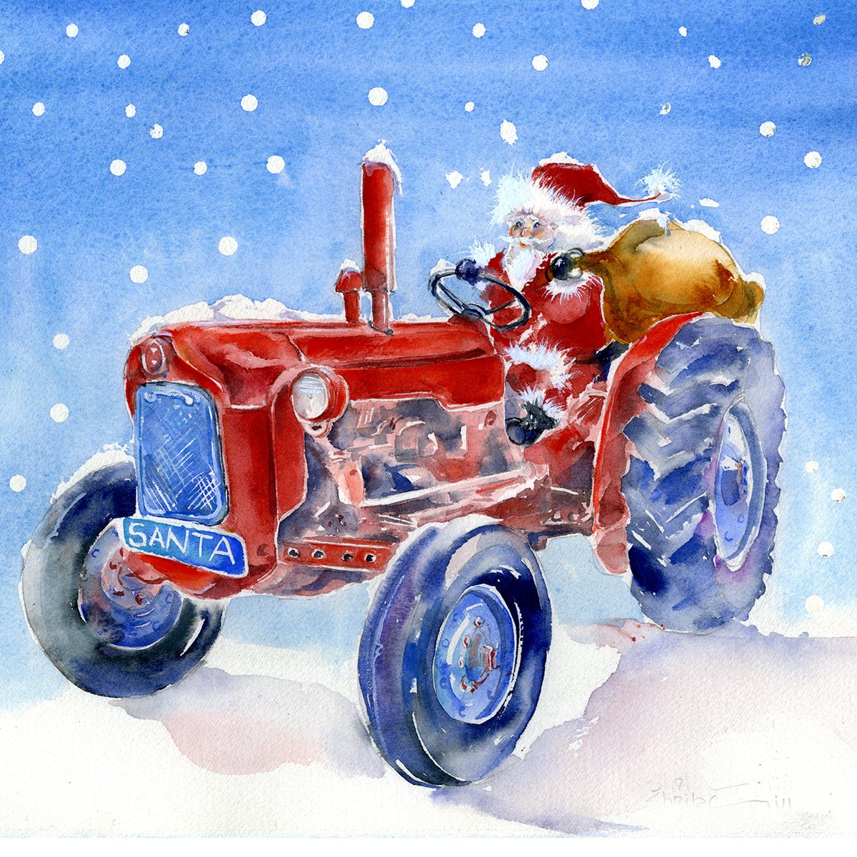 Santa's Tractor Christmas Card Pack