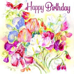 Happy Birthday Sweet Peas Flower Card