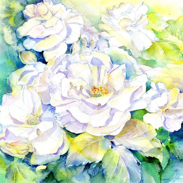 Vintage White Rose Flower Card