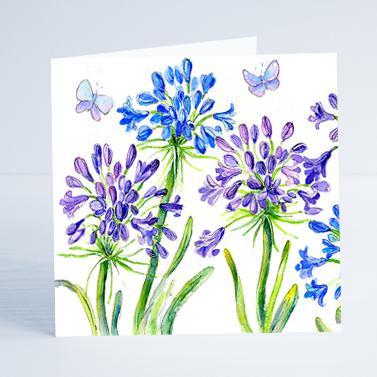 Agapanthus Flower Card-Sheila Gill Fine Art