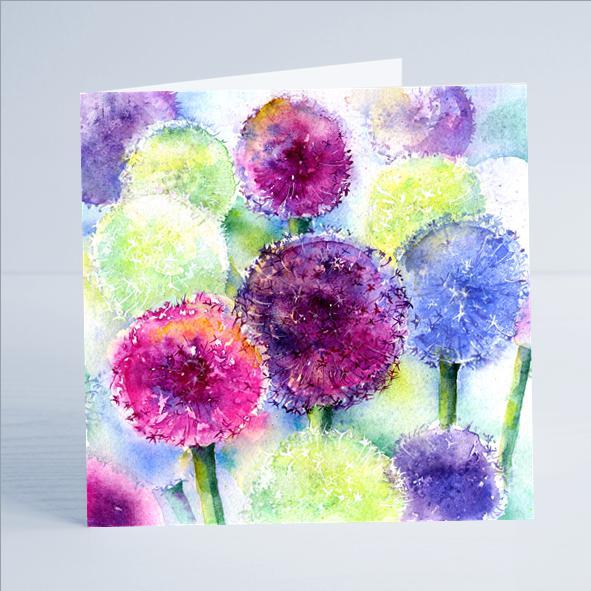 Alliums Flower Card-Sheila Gill Fine Art
