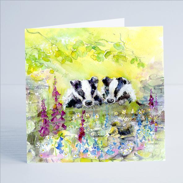 Badgers Card-Sheila Gill Fine Art