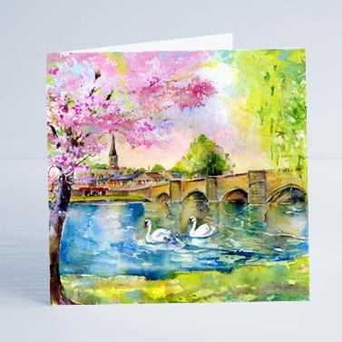 Bakewell Bridge - Card-Sheila Gill Fine Art