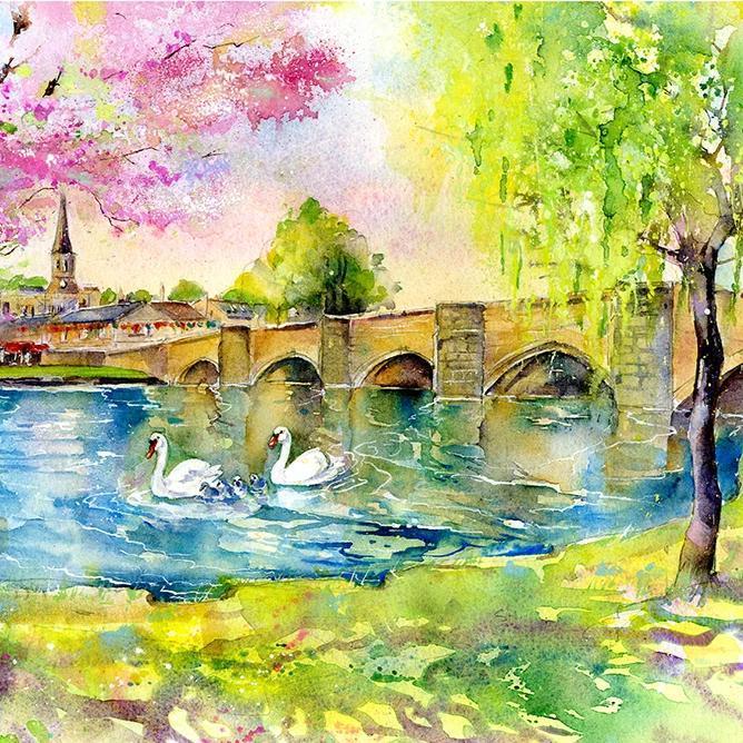 Bakewell Bridge - Card-Sheila Gill Fine Art