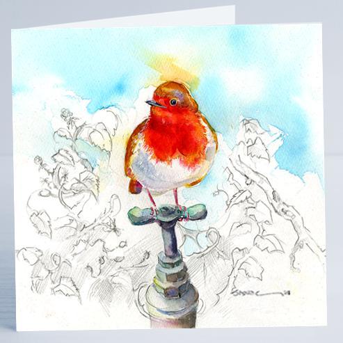 Robin Bird Card-Sheila Gill Fine Art