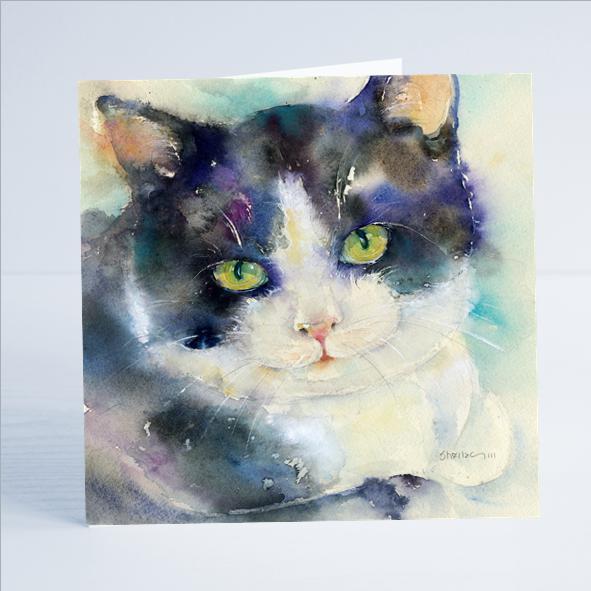 Black Cat Card-Sheila Gill Fine Art