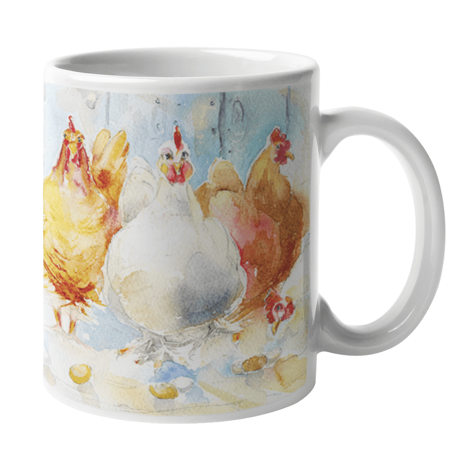 Brown and White Chicken Mug