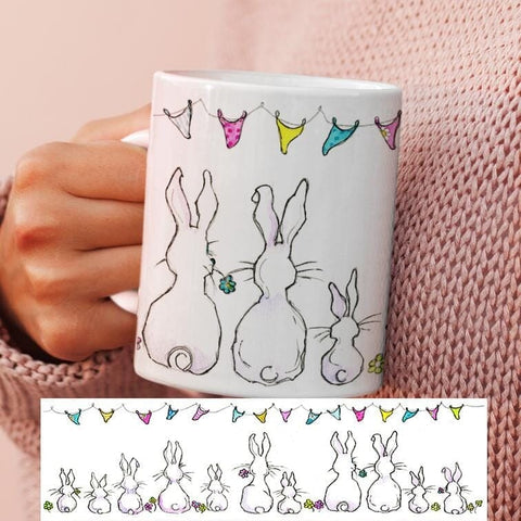 Bunny Rabbits China Mug designed by artist Sheila Gill
