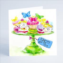 Butterfly Cakes - Card-Sheila Gill Fine Art
