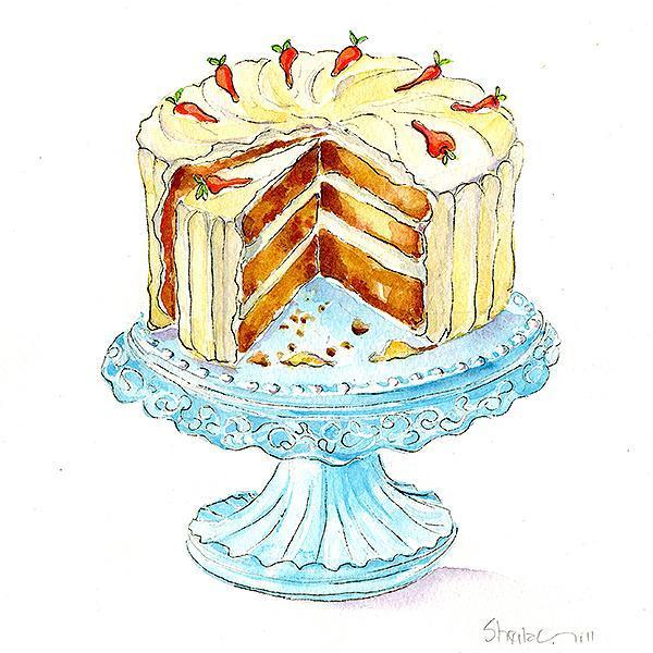 Cake - Carrot - Card-Sheila Gill Fine Art