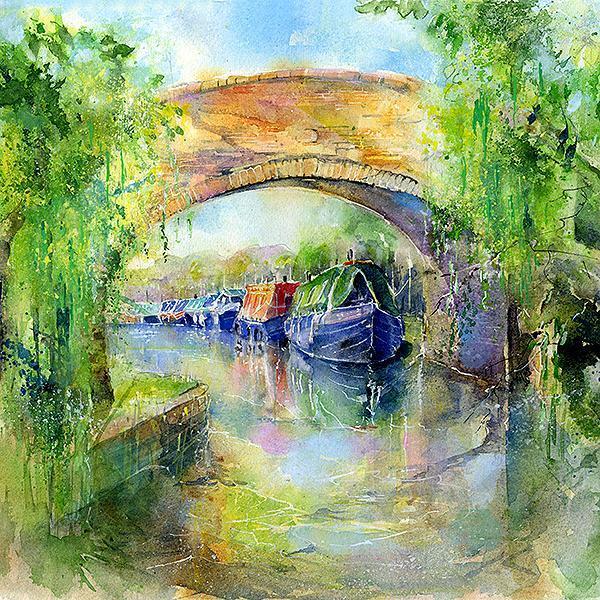 Canal Narrow Boats Card-Sheila Gill Fine Art