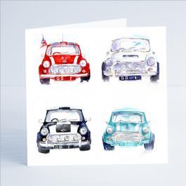 Cars - Minis - Card-Sheila Gill Fine Art