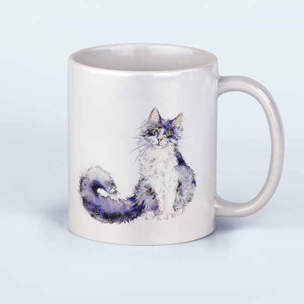 Cat Black and White Ceramic Mug