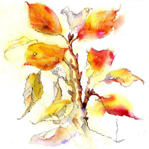 Cherry Leaf Flower Card-Sheila Gill Fine Art