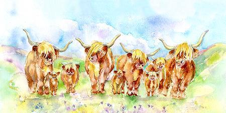 Highland Cows Card-Sheila Gill Fine Art