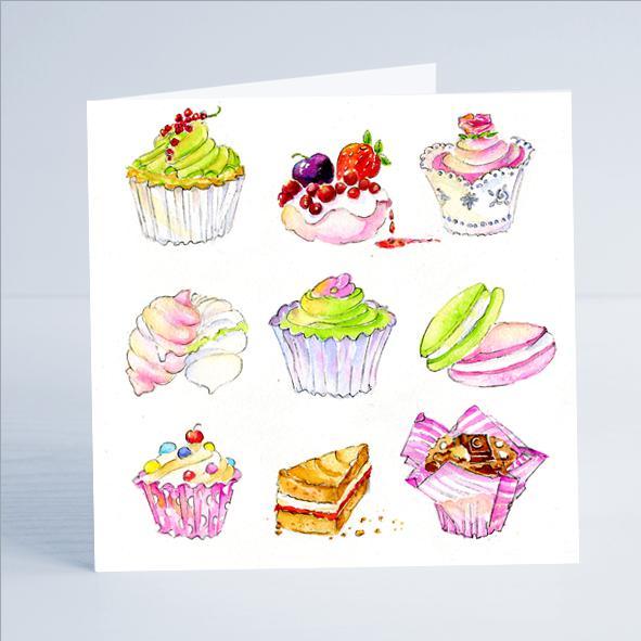 Cupcakes - Card-Sheila Gill Fine Art