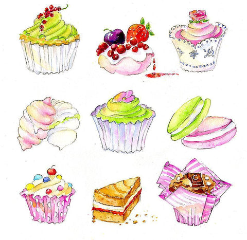 Cupcakes - Card-Sheila Gill Fine Art