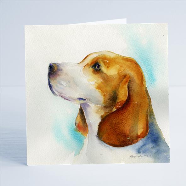 Beagle Dog Card-Sheila Gill Fine Art