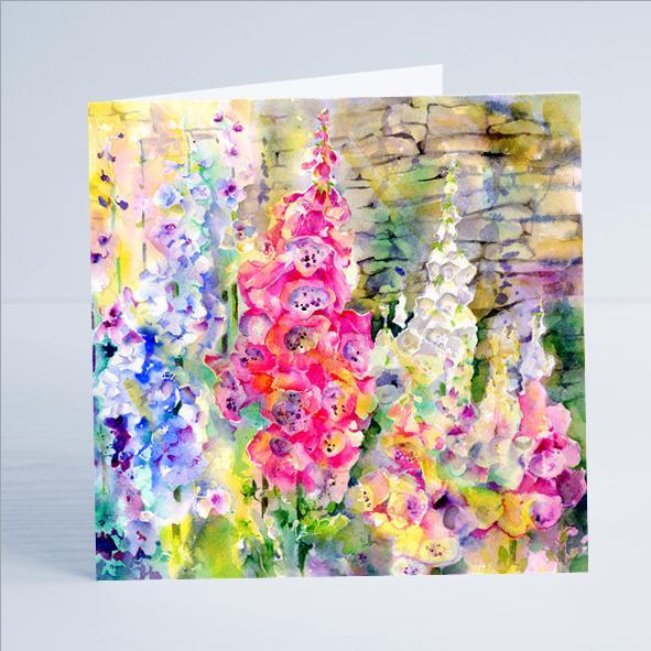 Foxgloves Flower Card-Sheila Gill Fine Art
