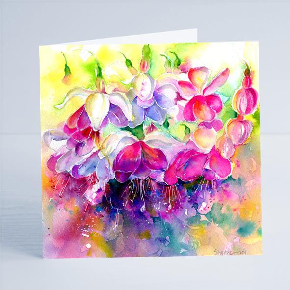 Fuchsia Flower Card-Sheila Gill Fine Art