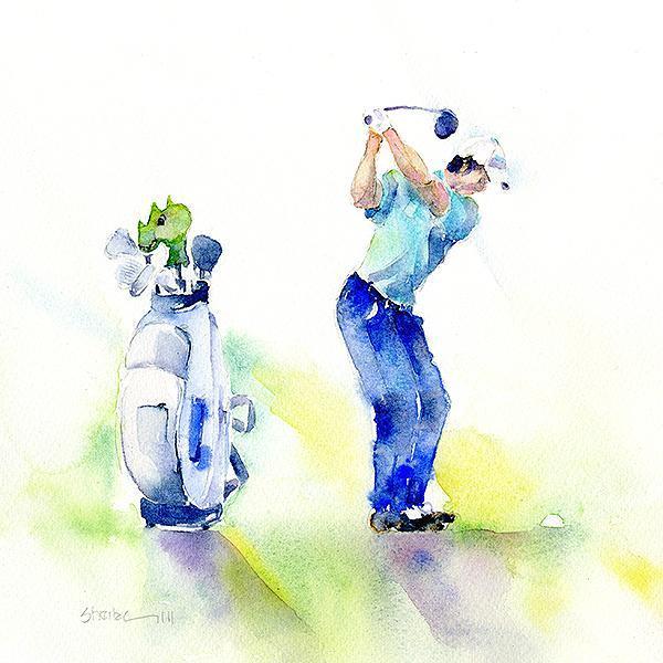 Keep Your Eye On The Ball - Golf Card-Sheila Gill Fine Art