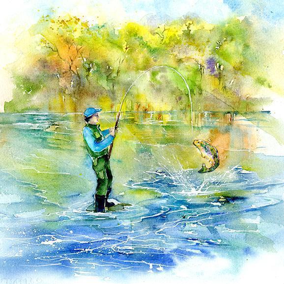Gone Fishing - Card-Sheila Gill Fine Art