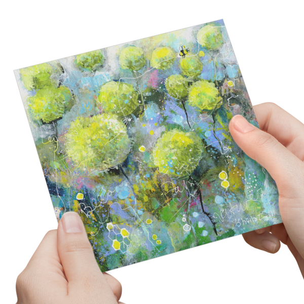 Green Alliums Flower Greeting Card