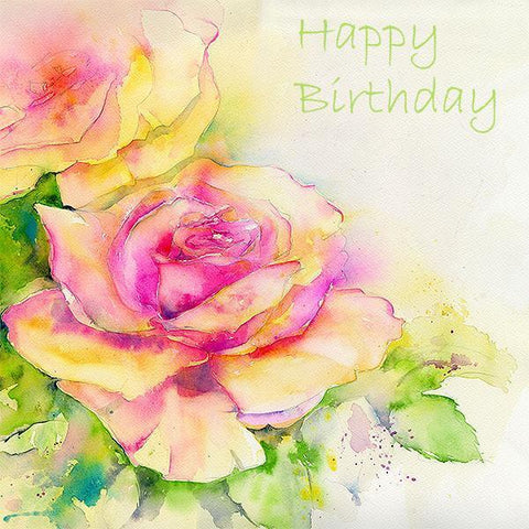 Happy Birthday- Rose - Card-Sheila Gill Fine Art