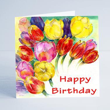 Happy Birthday Tulip - Card-Sheila Gill Fine Art