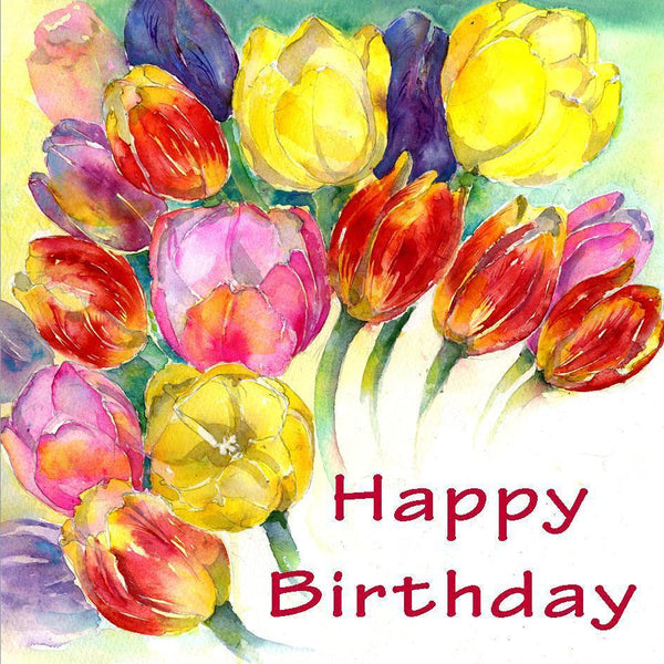 Happy Birthday Tulip - Card-Sheila Gill Fine Art