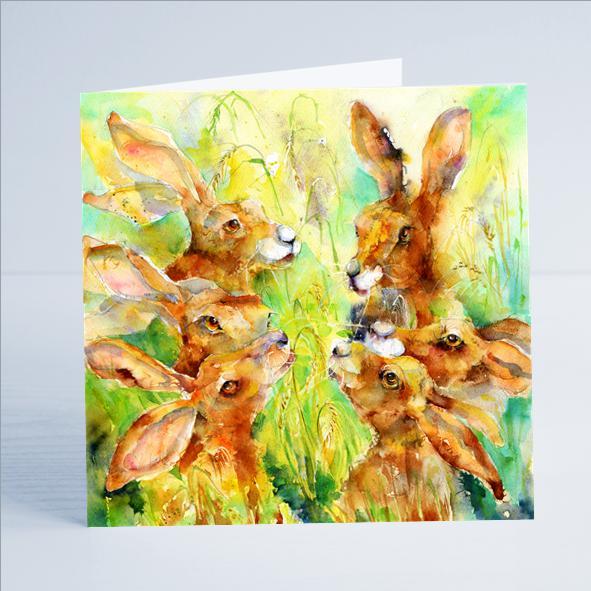 Hares Card-Sheila Gill Fine Art