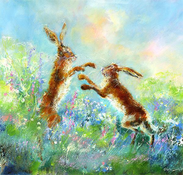 Hares in Action Print