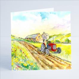 Harvest Time Tractor Card-Sheila Gill Fine Art