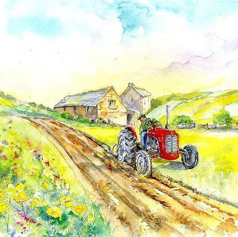 Harvest Time Tractor Card-Sheila Gill Fine Art