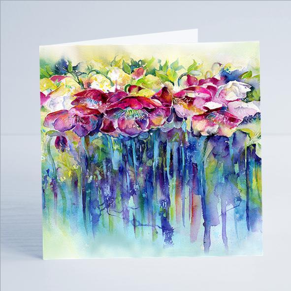 Hellebores Flower Card-Sheila Gill Fine Art