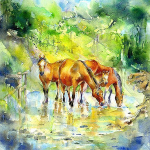 Horse - Forest Ponies - Card-Sheila Gill Fine Art