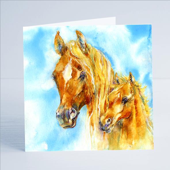 Horse - Mare & Foal - Card-Sheila Gill Fine Art