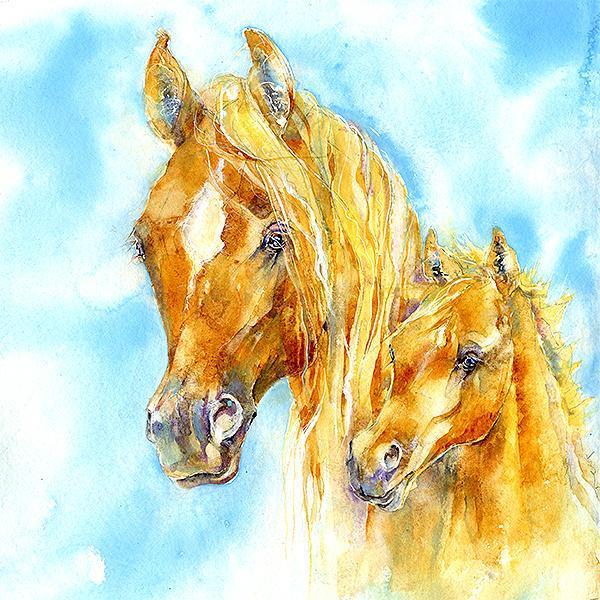 Horse - Mare & Foal - Card-Sheila Gill Fine Art