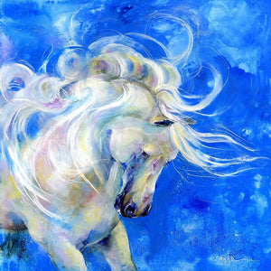 White Stallion Horse Print