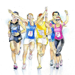 Marathon Runners - Card-Sheila Gill Fine Art