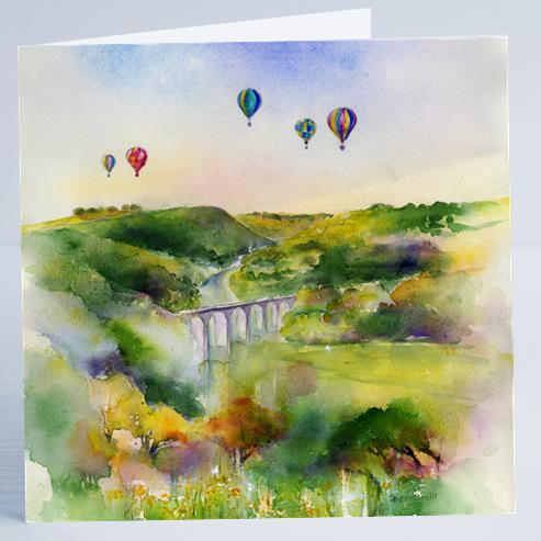 Monsal Dale Balloons - Card-Sheila Gill Fine Art