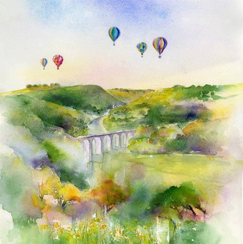 Monsal Dale Balloons - Card-Sheila Gill Fine Art