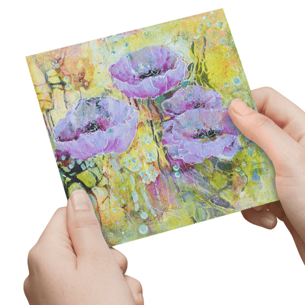 Purple Rain Poppy Greeting Card